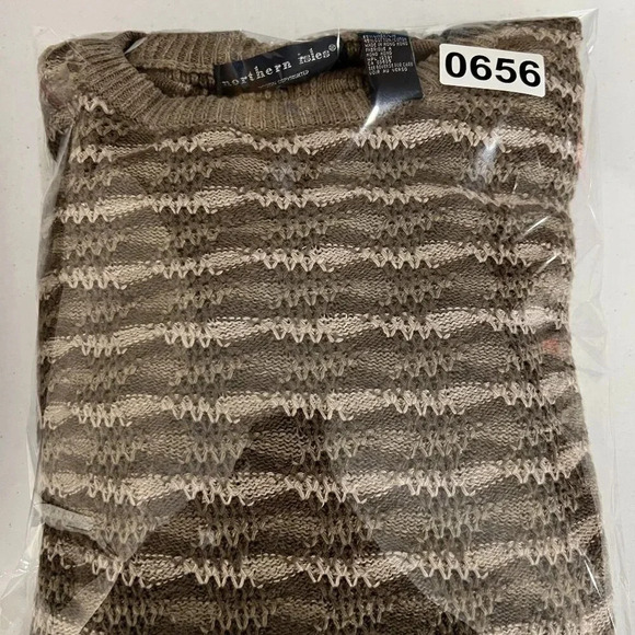 VTG Northern Isles Mens L Crewneck Sweater Ribbed Cuffs Hem Timeless Linen Blend - Picture 16 of 16